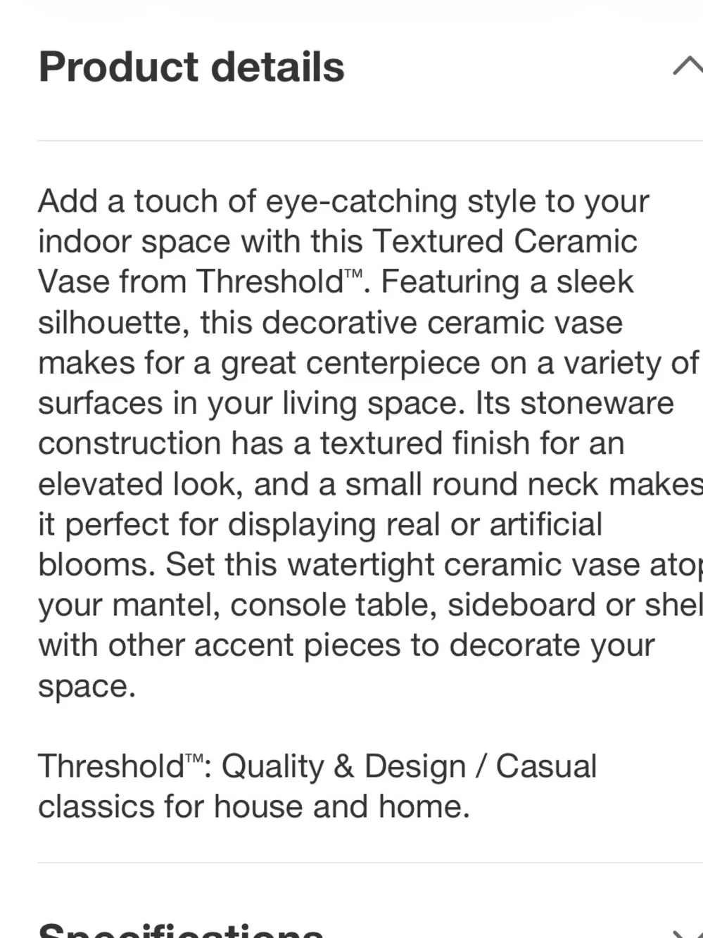 THRESHOLD NWT Short Modern Textured Ceramic Vase Green